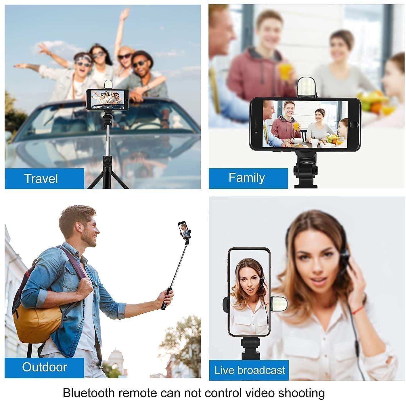 Extendable Flash 3-in-1 Selfie Stick Tripod with Bluetooth Remote - Aesthetic Electronics