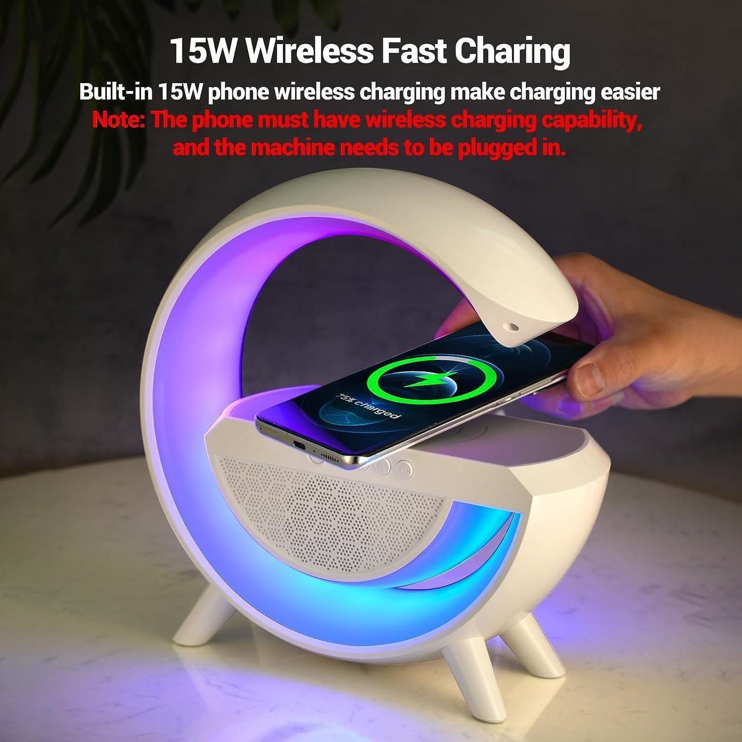 Wireless Charging Atmosphere Lamp with Bluetooth Speaker - Aesthetic Electronics