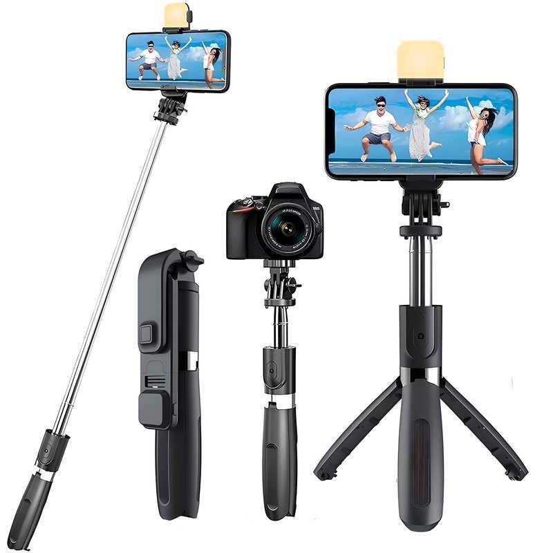 Extendable Flash 3-in-1 Selfie Stick Tripod with Bluetooth Remote - Aesthetic Electronics