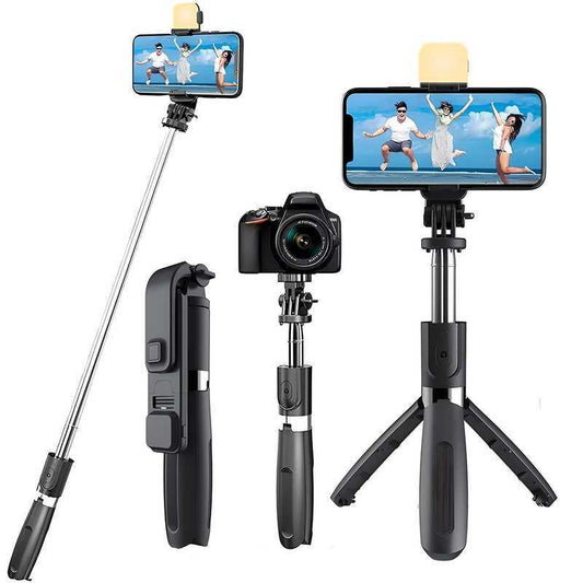 Extendable Flash 3-in-1 Selfie Stick Tripod with Bluetooth Remote - Aesthetic Electronics