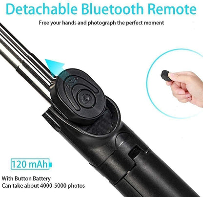 Extendable Flash 3-in-1 Selfie Stick Tripod with Bluetooth Remote - Aesthetic Electronics